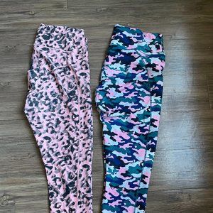Fabletics 7/8 High Waisted Legging - XL - Blush Leopard Print and Mixed Camo